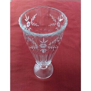 ETCHED CLEAR GLASS FLUTED CRYSTAL FOOTED 10.75" VASE‎ Ball Stem Pedestal Floral